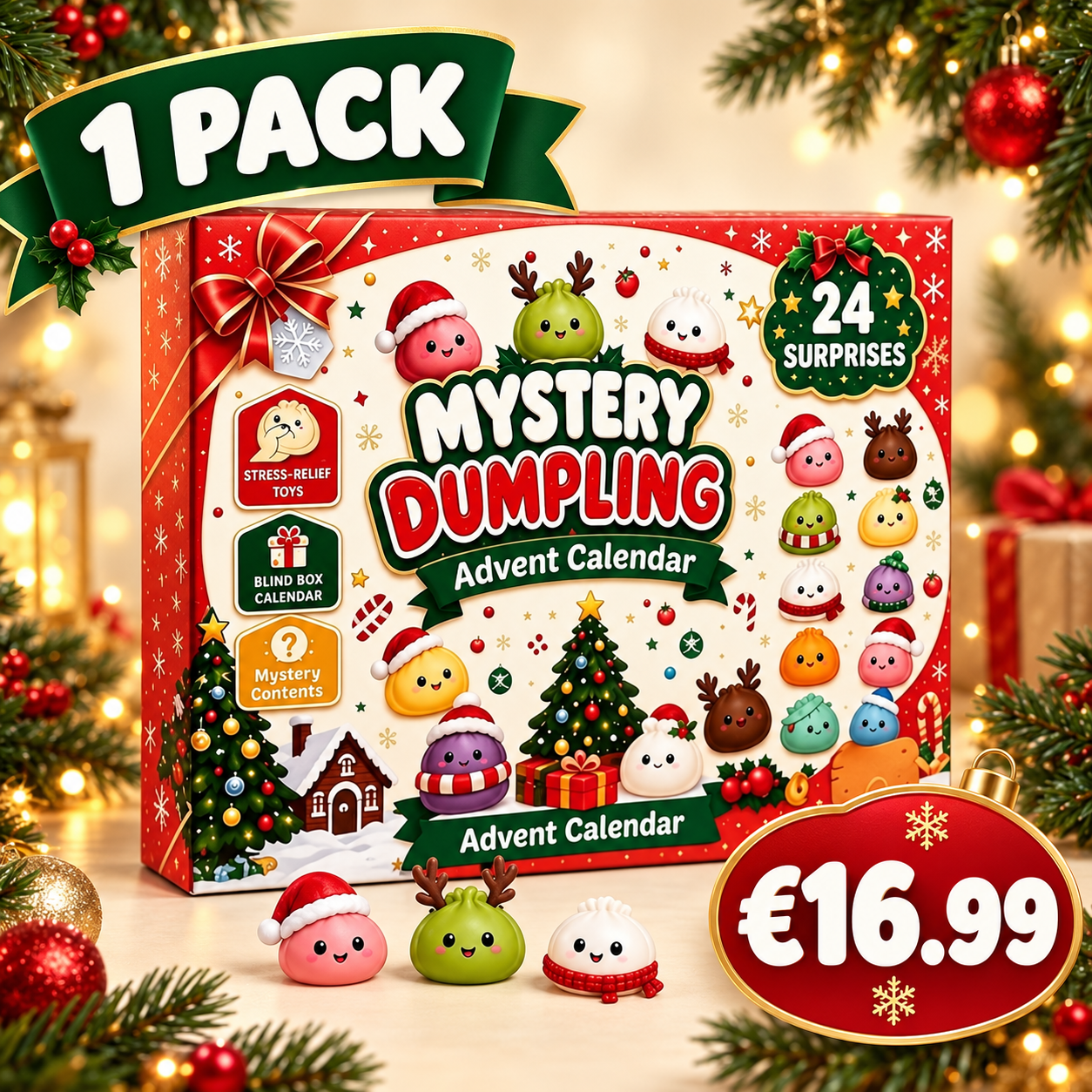 🔥LAST DAY 60% OFF - 24-Day Mystery Dumpling Squishy Advent Calendar