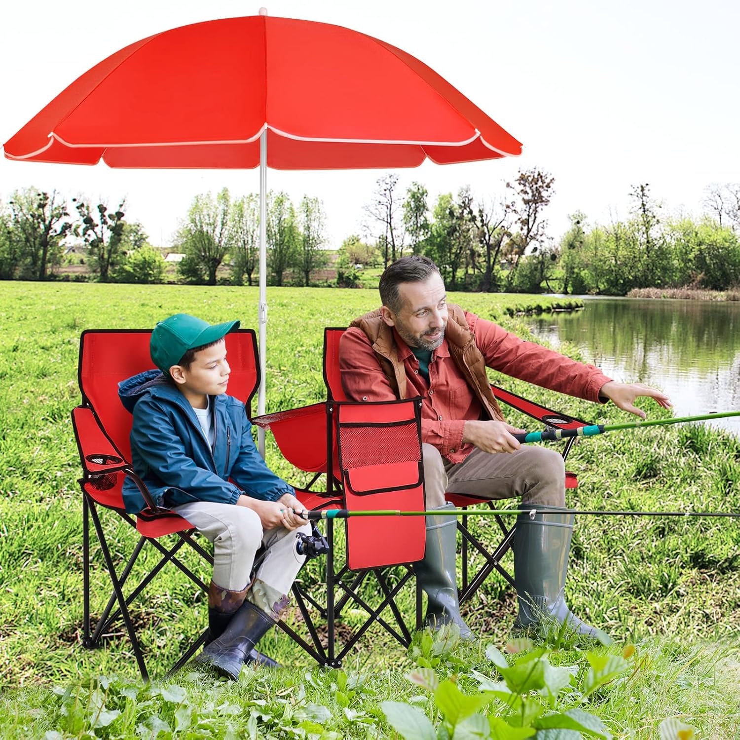 🪑 Double Outdoor Chair with Shade & Cooler – Perfect for Picnics & Beach Days