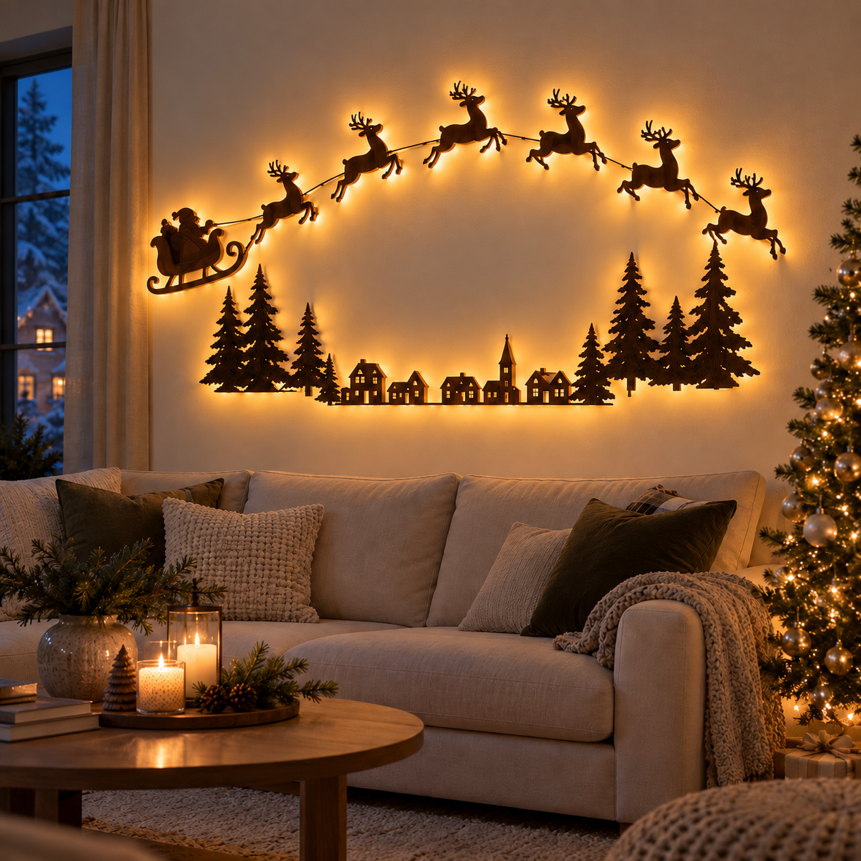 🔥LAST DAY 60% OFF - AntlerGlow Wooden Christmas Wall Worlds — Choose Your Perfect Scene