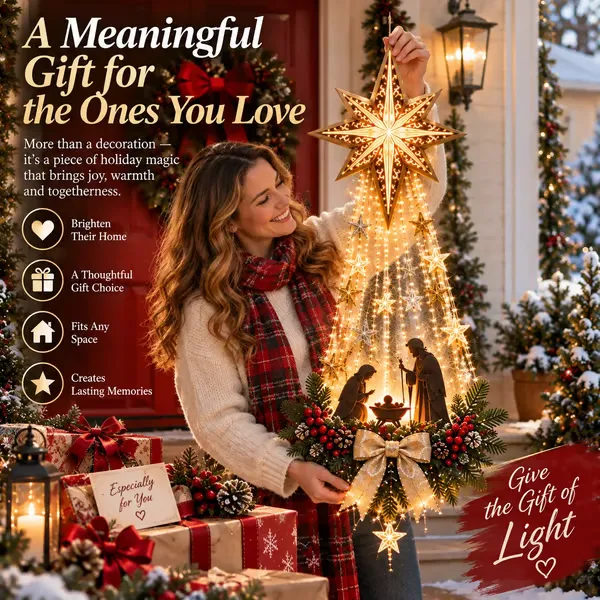 🔥LAST DAY 60% OFF - ✝️ Bethlehem Star of Fait – Lighted Nativity Wall Decor