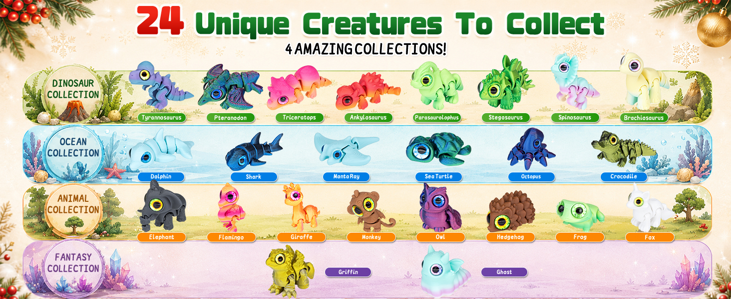 Overview of the 24 creatures