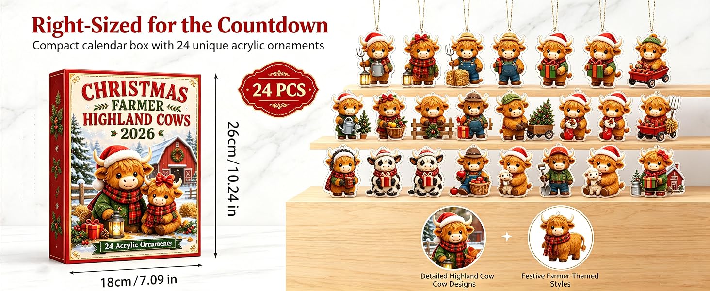 Flat acrylic ornaments and calendar overview