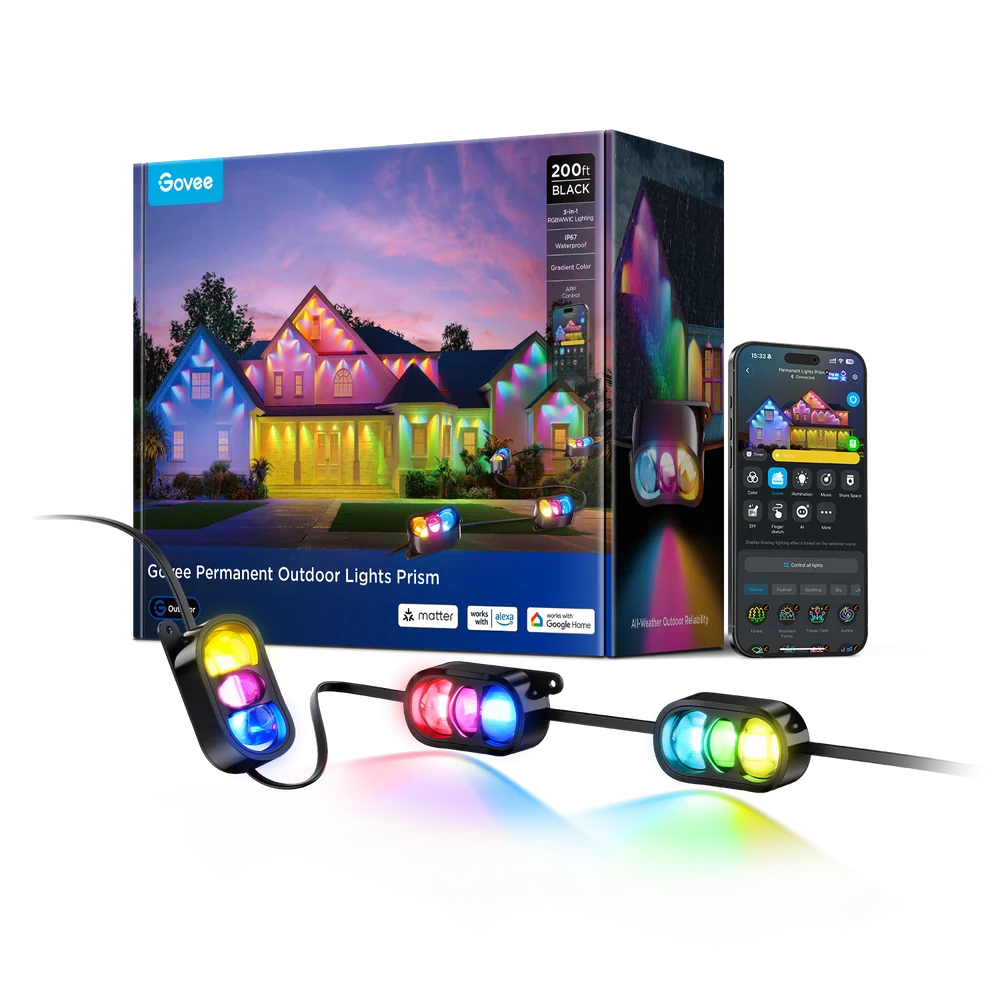 🔥LAST DAY 60% OFF - Govee Prism Permanent Outdoor Lights — Triple-Color Roofline Magic