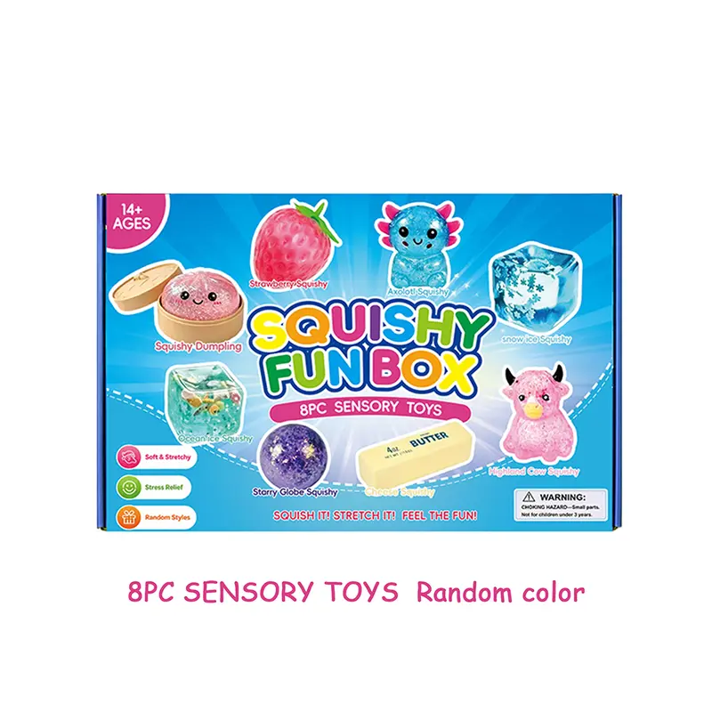 8-Piece Malt Sugar Squishy Pack - Soft Slow Rising Squishies, Squeeze Stress Relief Cubes, Fidgets, Unique Party Bag Gifts, Sensory Room Supplies (8 Different Styles),sohochic