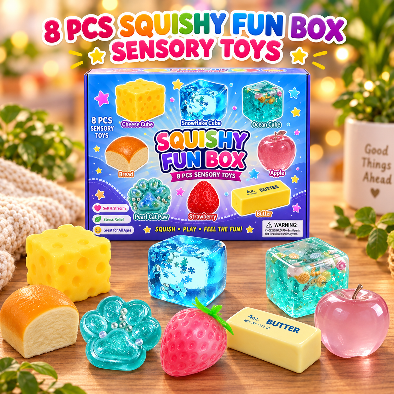 8-Pcs Squishies Pack, Unisex Cute Animal Slow-Rebound Malt Sugar Stress Balls, Soft Squeeze Fidget Sensory Kids Toys, Unique Cool Gifts for Party Favors & Festive Supplies,sohochic
