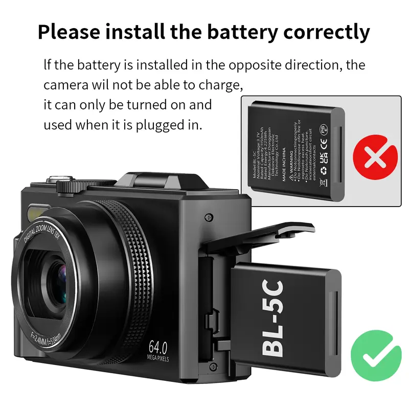 4K Digital Camera for Photography & Content Creators - 64MP, 3-Inch 180° Flip Screen, 18X Digital Zoom, 32GB Micro SD Card, 2 Batteries, Speaker, Lanyard, Cool Gifts for Guys