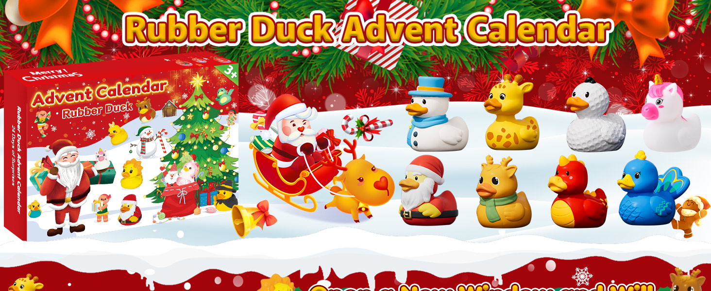 Rubber duck calendar and festive characters