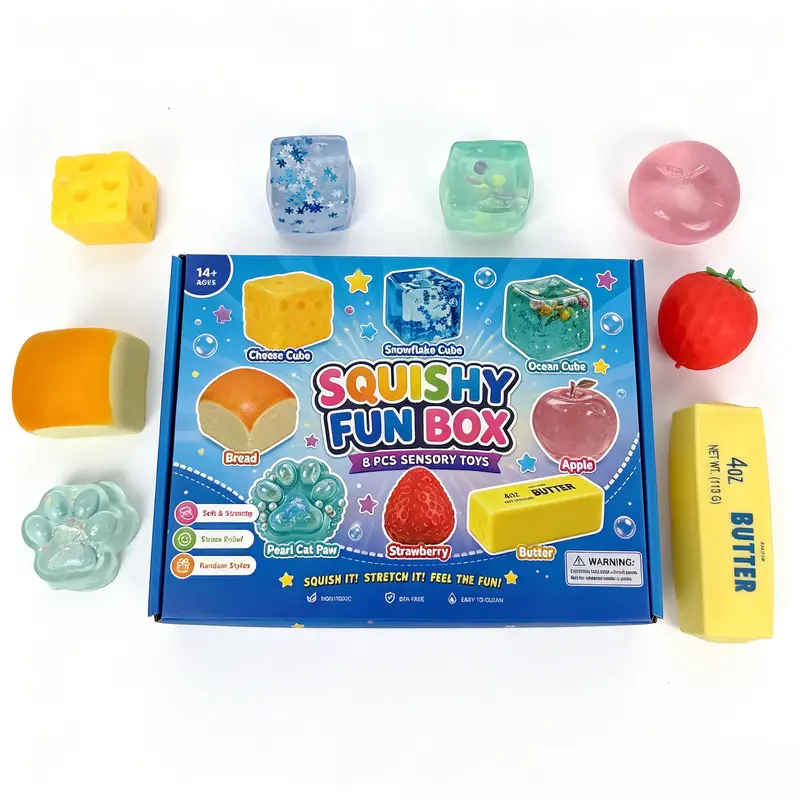 8-Pcs Squishies Pack, Unisex Cute Animal Slow-Rebound Malt Sugar Stress Balls, Soft Squeeze Fidget Sensory Kids Toys, Unique Cool Gifts for Party Favors & Festive Supplies,sohochic