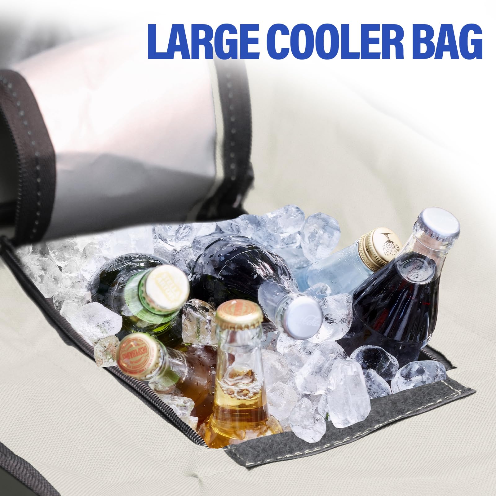 Portable Double Camping Chair with Canopy Shade,Heavy Duty Beach Chairs for Adults,Folding Beach Chair with Cooler Bag for Sports Backyard Fishing Outside（White）