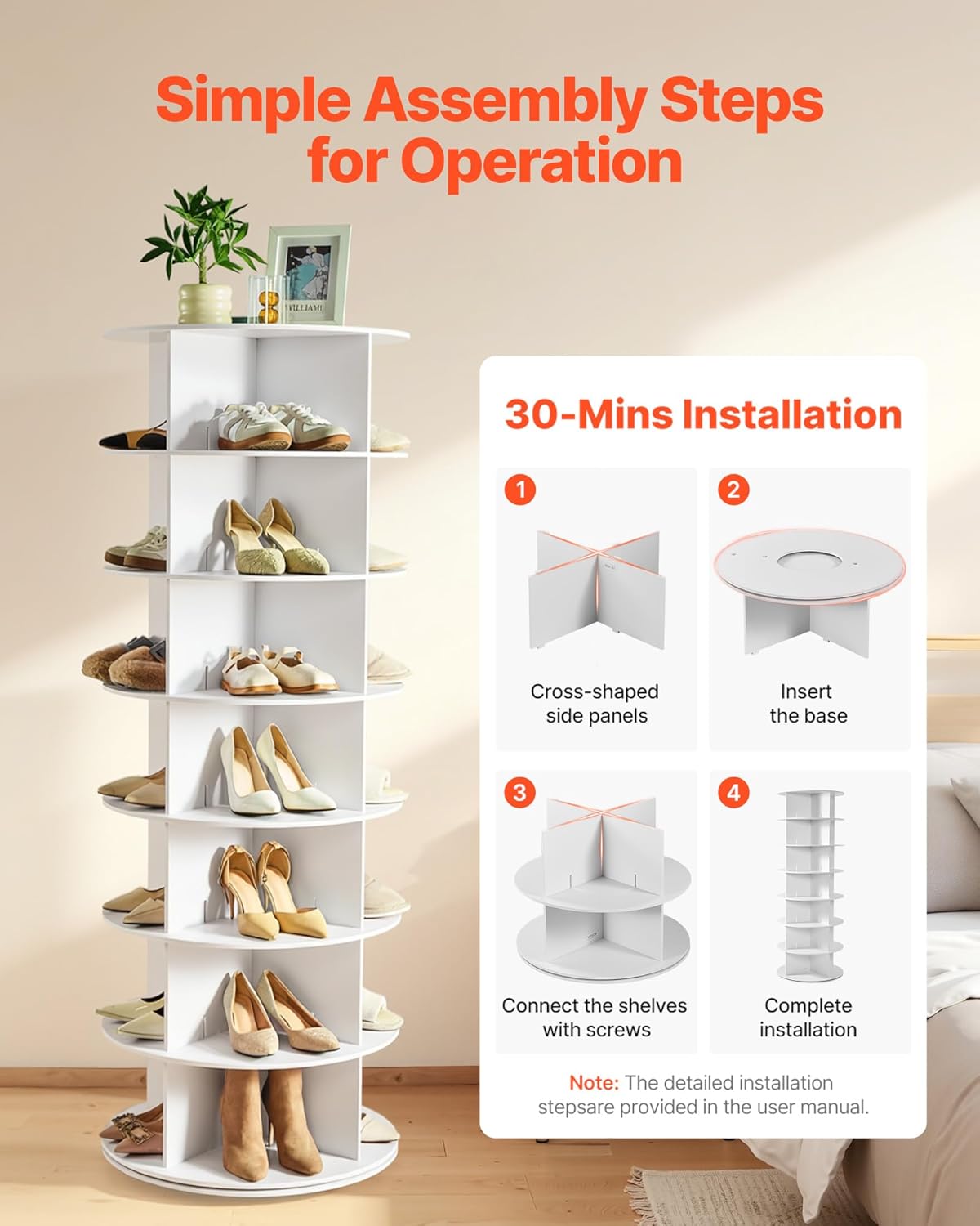 🎉Last Day 80% Off⏰️Limited Stock🚗360° Rotating Shoe Rack • Holds Up To 28 Pairs • Saves Space Instantly