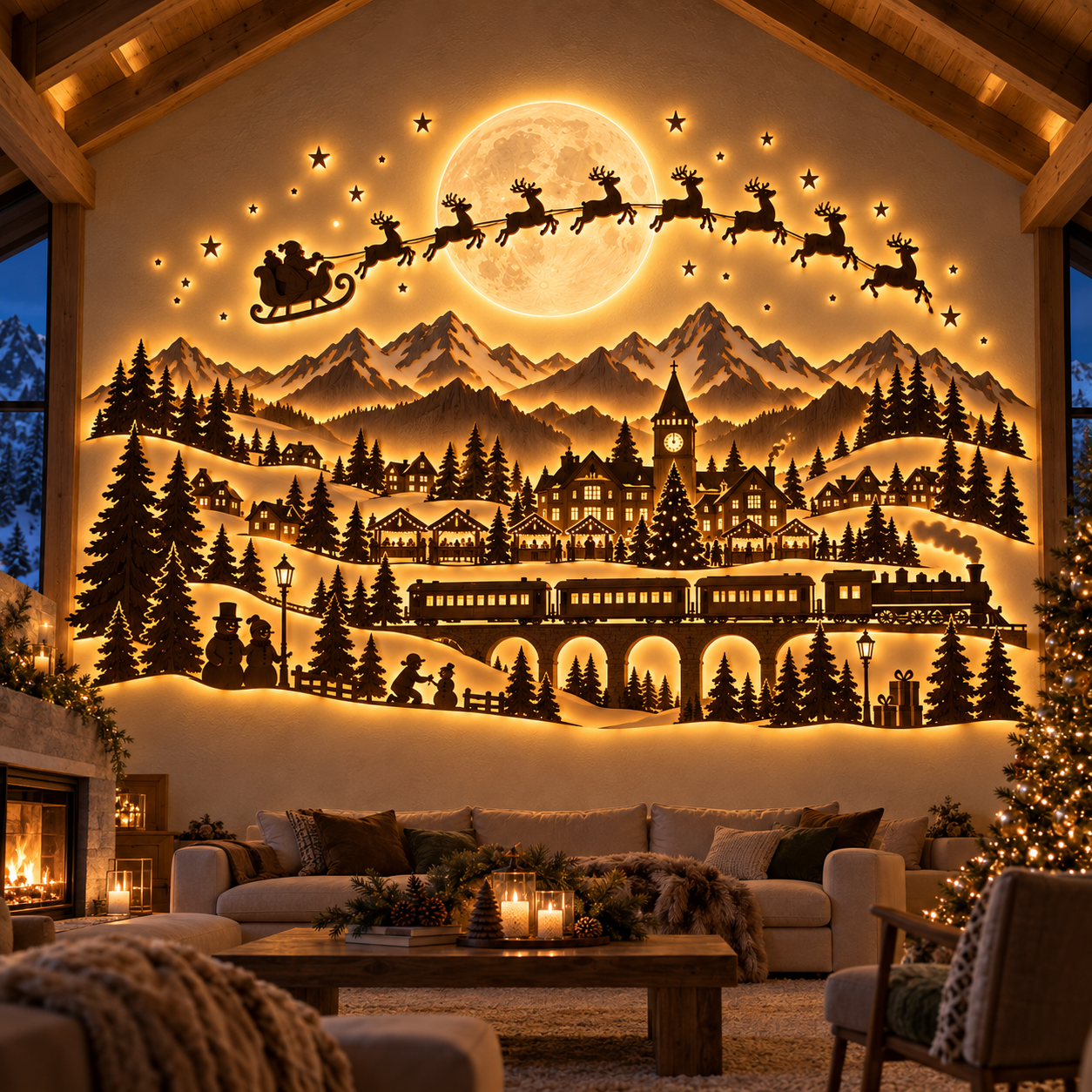 🔥LAST DAY 60% OFF - AntlerGlow Wooden Christmas Wall Worlds — Choose Your Perfect Scene