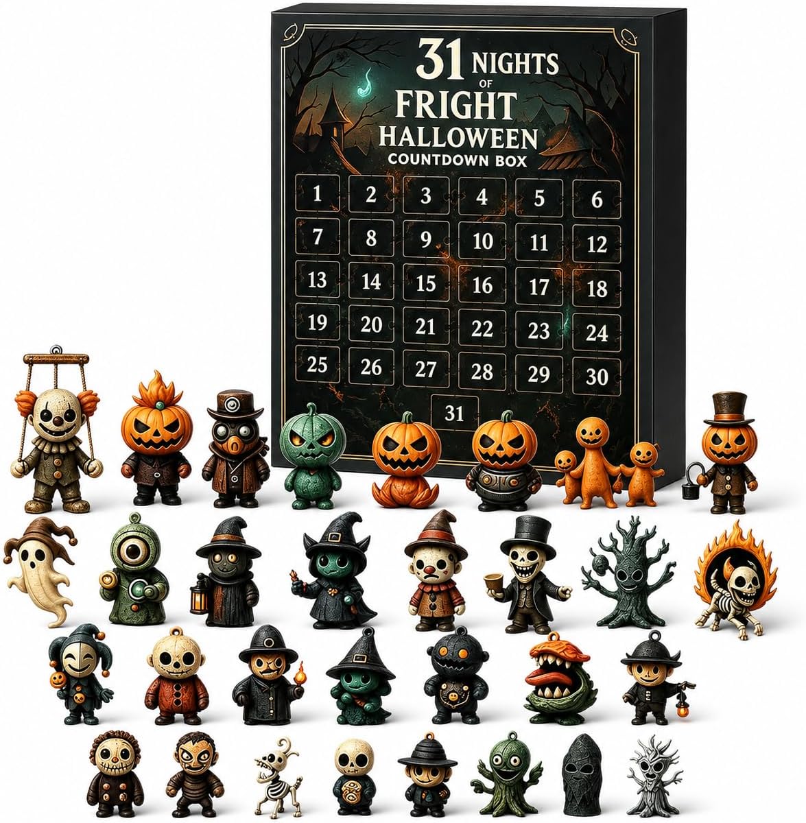 Spooky Figurine Advent Calendar – 15 or 31-Day Countdown - 31