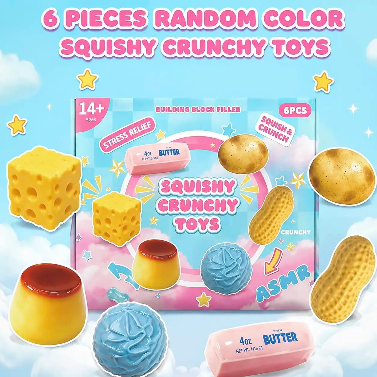 6‑Piece Squishy Crunchy Stress Relief Fidget Toys, ASMR Squeeze Sensory Decompression Toys, Relaxing Unique Stress Ball Party Gifts, Sensory Room Supplies, 6 Different Food‑Shaped Styles, Novelty Holiday Gifts 6‑Piece Squishy Crunchy Stress Relief Fidget Toys, ASMR Squeeze Sensory Decompression Toys, Relaxing Unique Stress Ball Party Gifts, Sensory Room Supplies, 6 Different Food‑Shaped Styles, Novelty Holiday Gifts