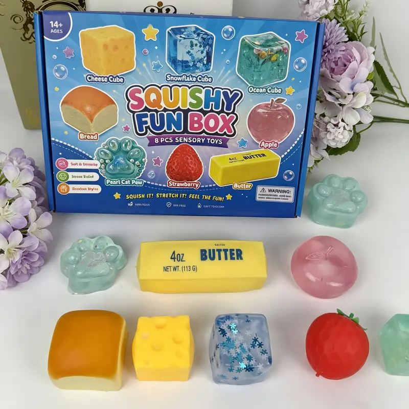 8-Pcs Squishies Pack, Unisex Cute Animal Slow-Rebound Malt Sugar Stress Balls, Soft Squeeze Fidget Sensory Kids Toys, Unique Cool Gifts for Party Favors & Festive Supplies,sohochic