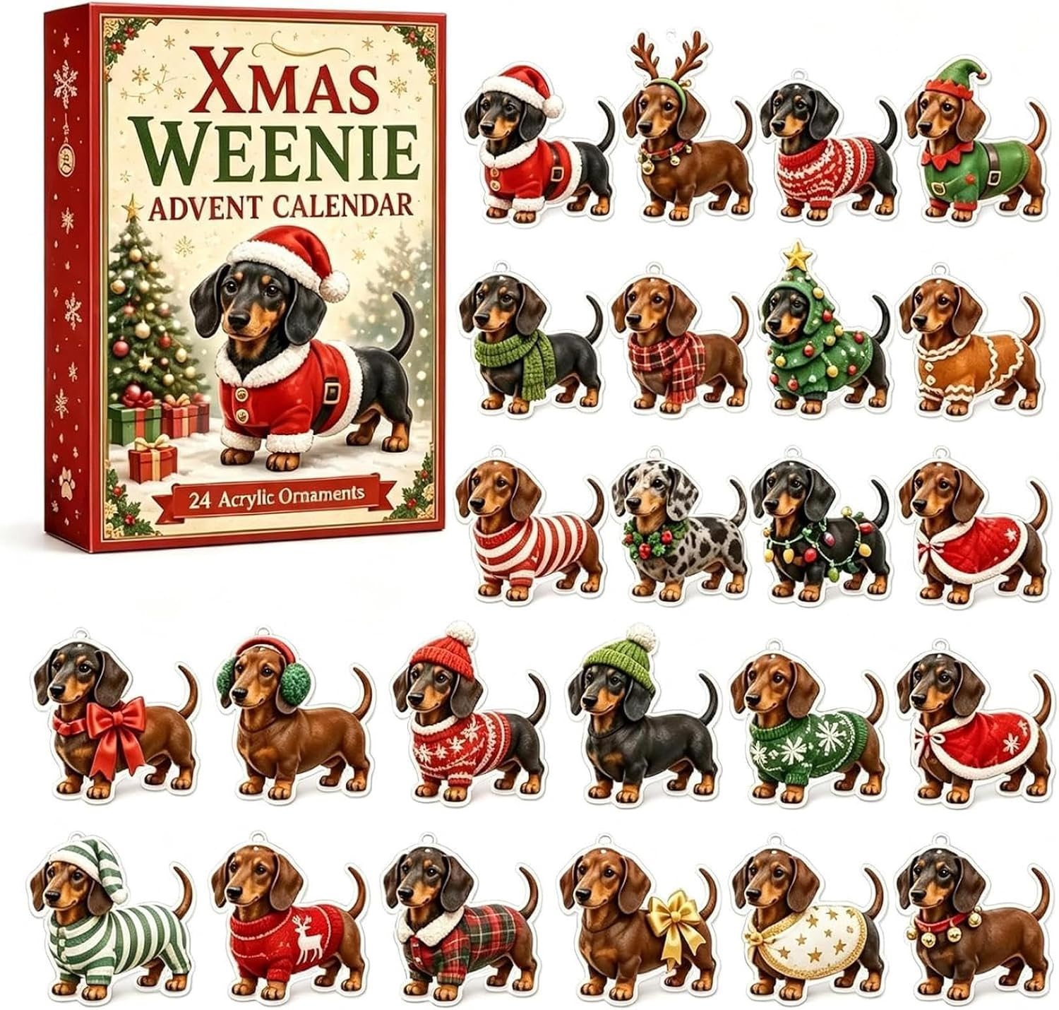 Cat & Animal Advent Calendar – 24-Day Christmas Countdown - Dachshund A