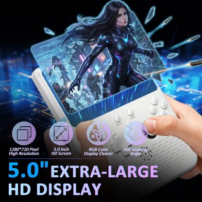 Retro Gaming Console, 5.0 Inch IPS HD Screen Handheld Game Console, 256GB TF Card Build-in 40000+ Classic Games, Portable Video Arcade Support 34+ Emulators with 4000mAh Battery, Black