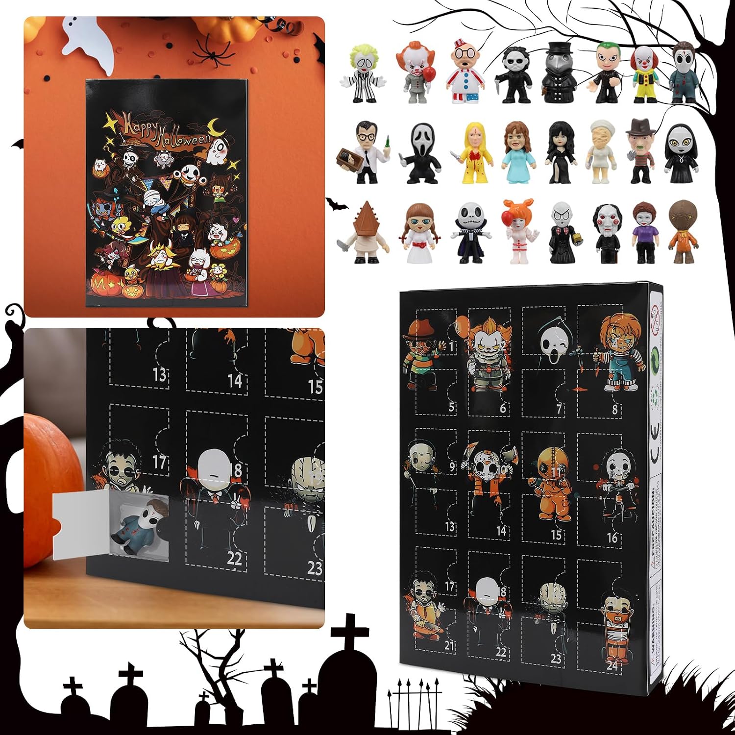 Horror Movie Character Advent Calendar – 24 Collectible Figures - product view 5