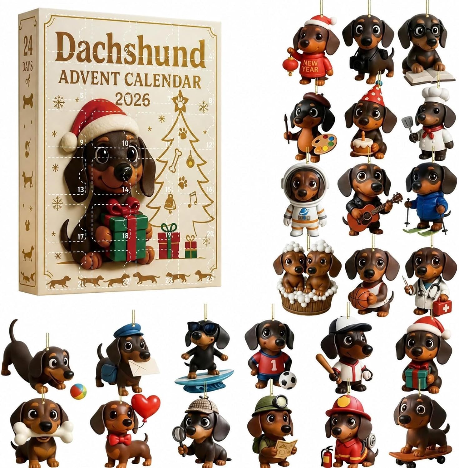 Cat & Animal Advent Calendar – 24-Day Christmas Countdown - Dachshund B