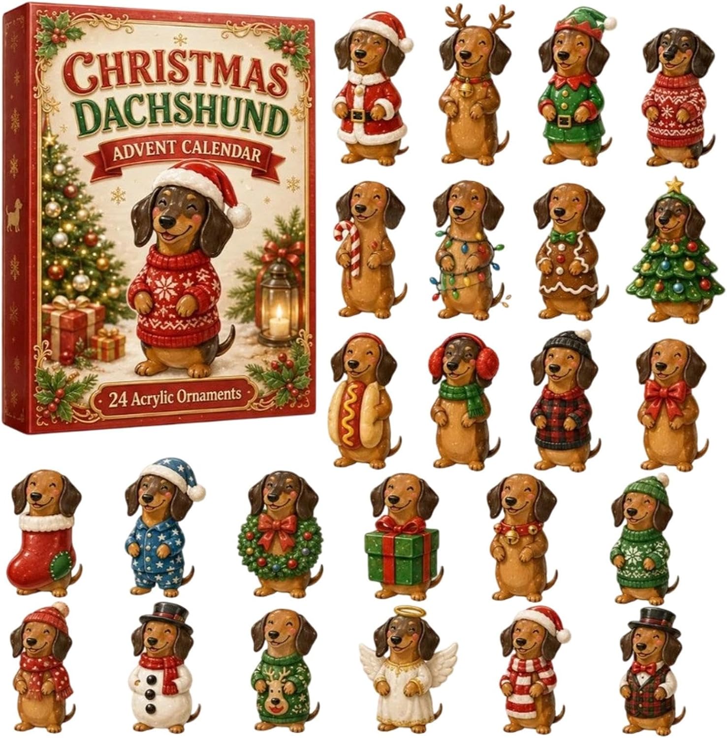 Cat & Animal Advent Calendar – 24-Day Christmas Countdown - Dachshund D