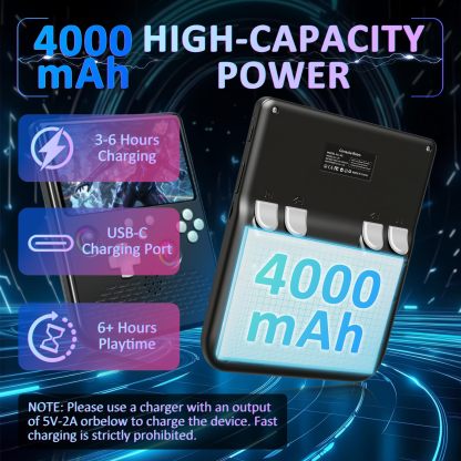 Retro Gaming Console, 5.0 Inch IPS HD Screen Handheld Game Console, 256GB TF Card Build-in 40000+ Classic Games, Portable Video Arcade Support 34+ Emulators with 4000mAh Battery, Black