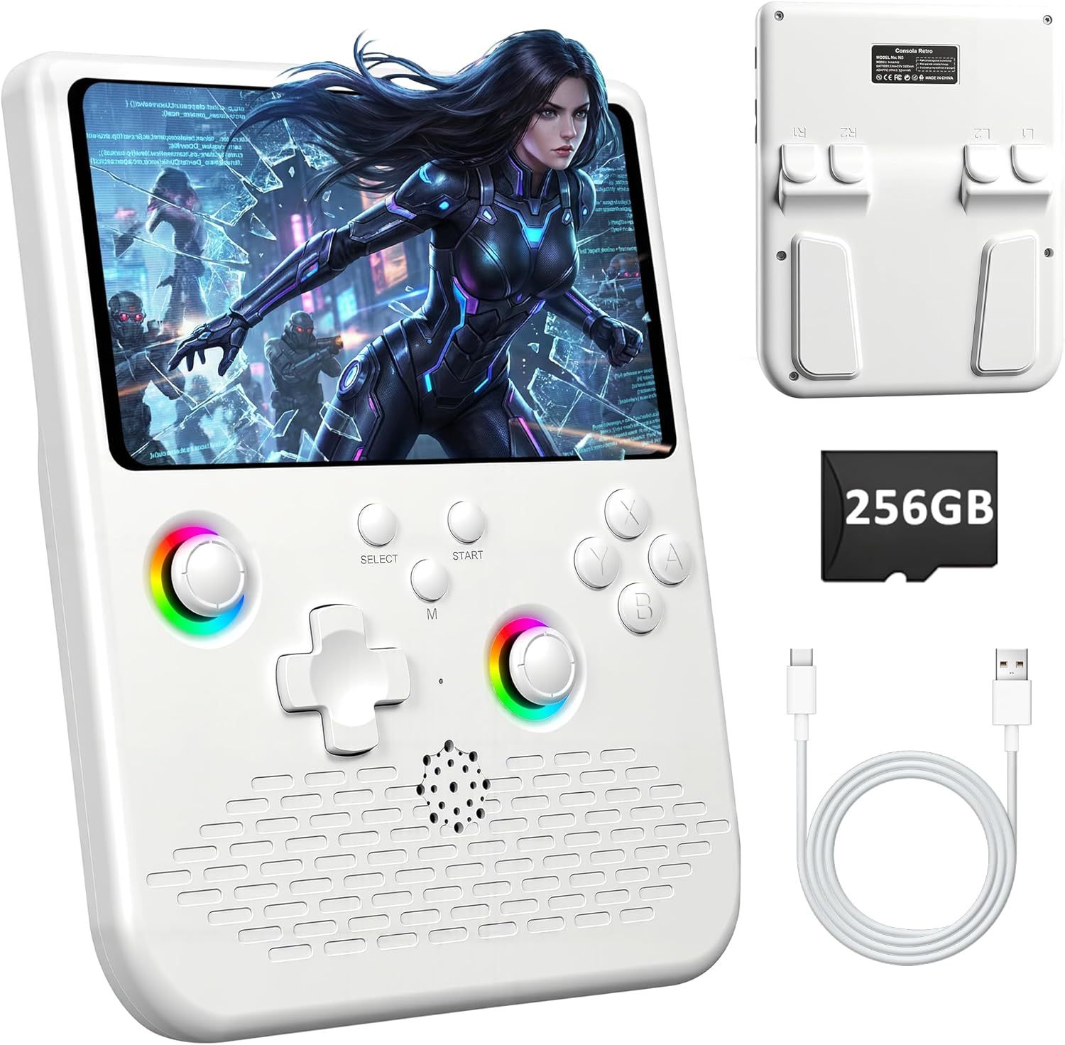 Retro Gaming Console, 5.0 Inch IPS HD Screen Handheld Game Console, 256GB TF Card Build-in 40000+ Classic Games, Portable Video Arcade Support 34+ Emulators with 4000mAh Battery, Black
