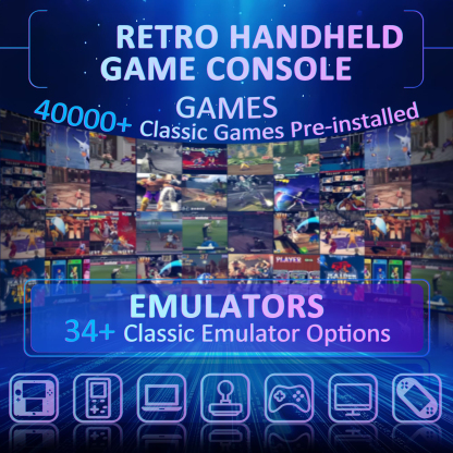 Retro Gaming Console, 5.0 Inch IPS HD Screen Handheld Game Console, 256GB TF Card Build-in 40000+ Classic Games, Portable Video Arcade Support 34+ Emulators with 4000mAh Battery, Black