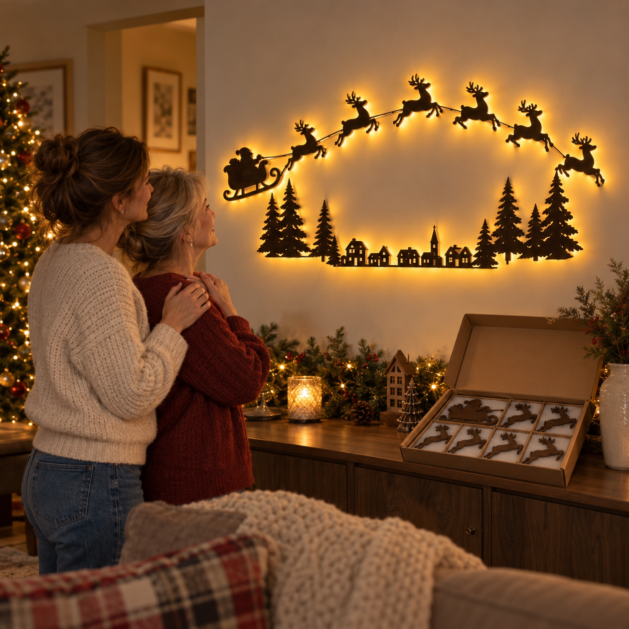 🔥LAST DAY 60% OFF - AntlerGlow Wooden Christmas Wall Worlds — Choose Your Perfect Scene