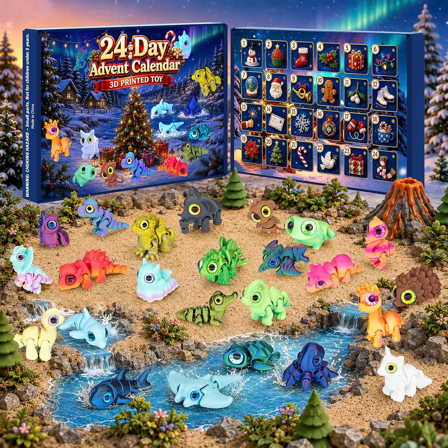 3D Printed Animal Advent Calendar – 24 Mini Creatures - product view 2