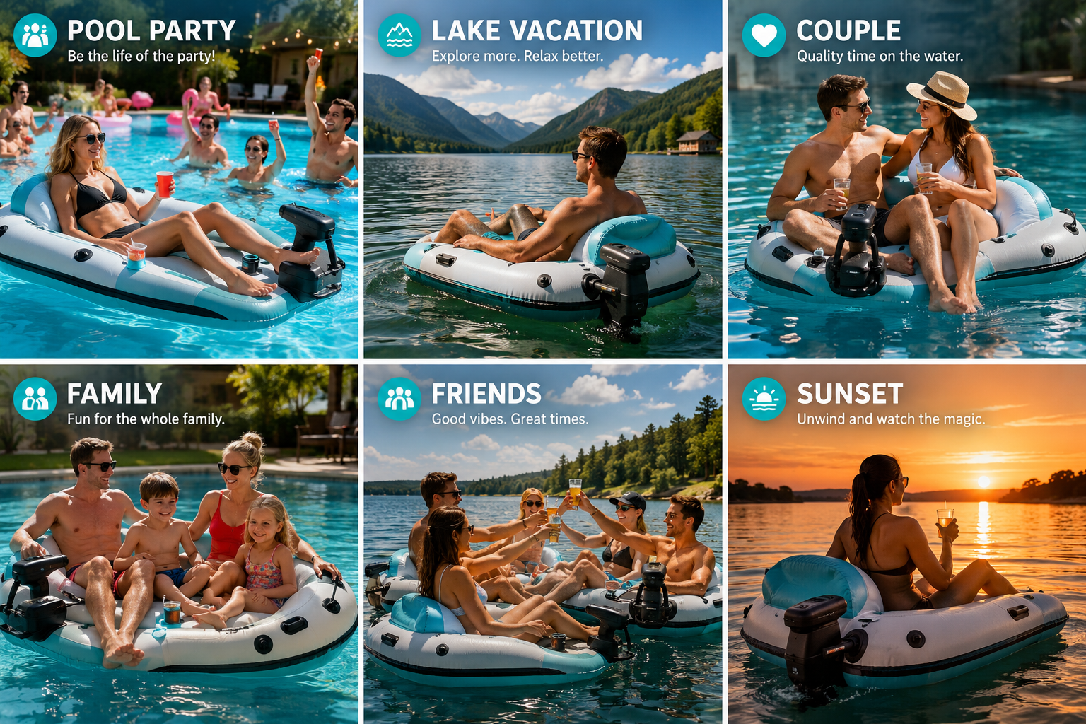 Luxury Motorized Pool Float Lounger with SPF 50+ Canopy – 360° Joystick Steering, Rechargeable Luxury Water Inflatable for Adults (Pool & Lake)
