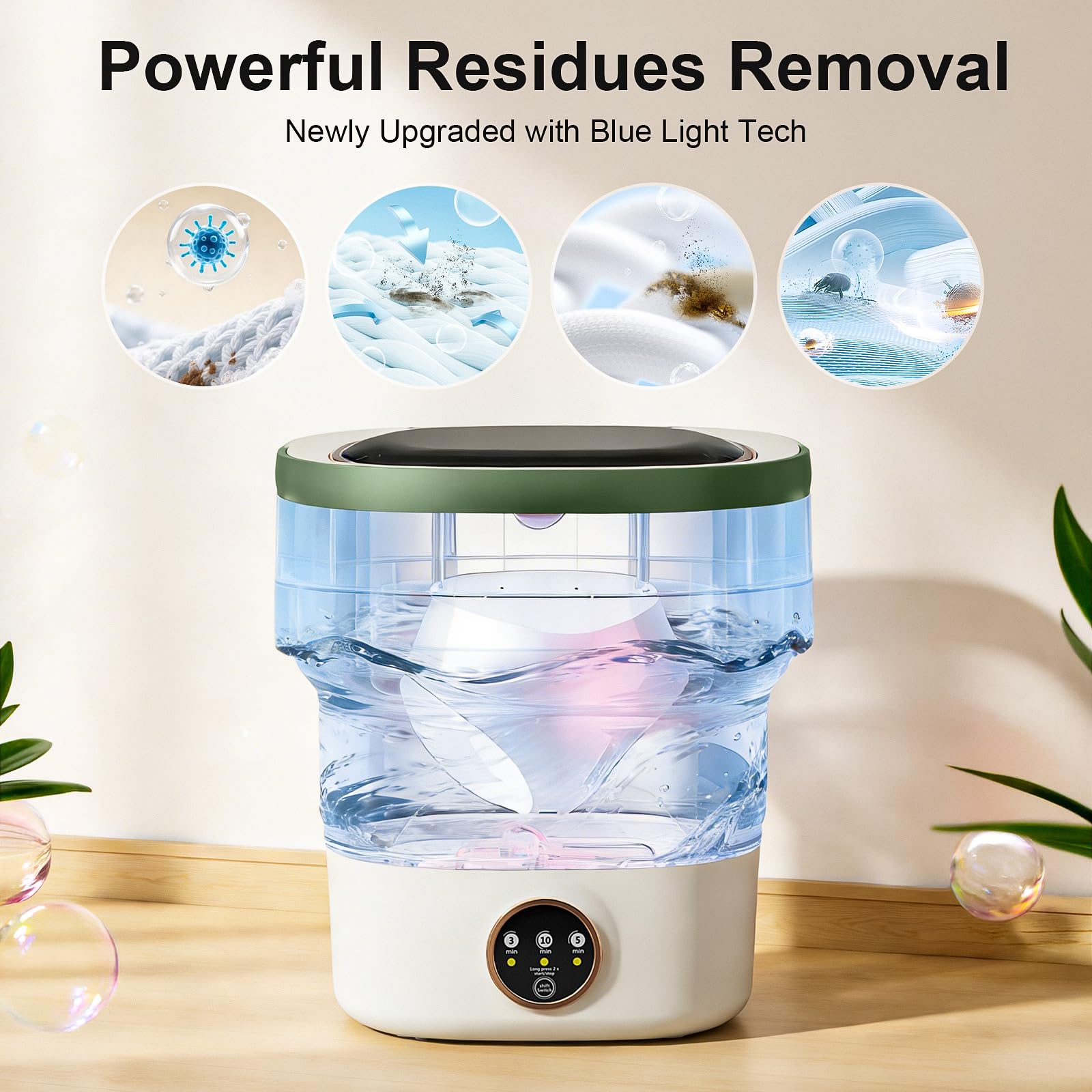 Portable Washing Machine - 20L Mini Foldable Washer with Spin Basket, 3 Cleaning Modes & Deep Cleaning for Small Clothes, Collapsible Laundry for Apartment, Home, Hotel and Travel (Gray)
