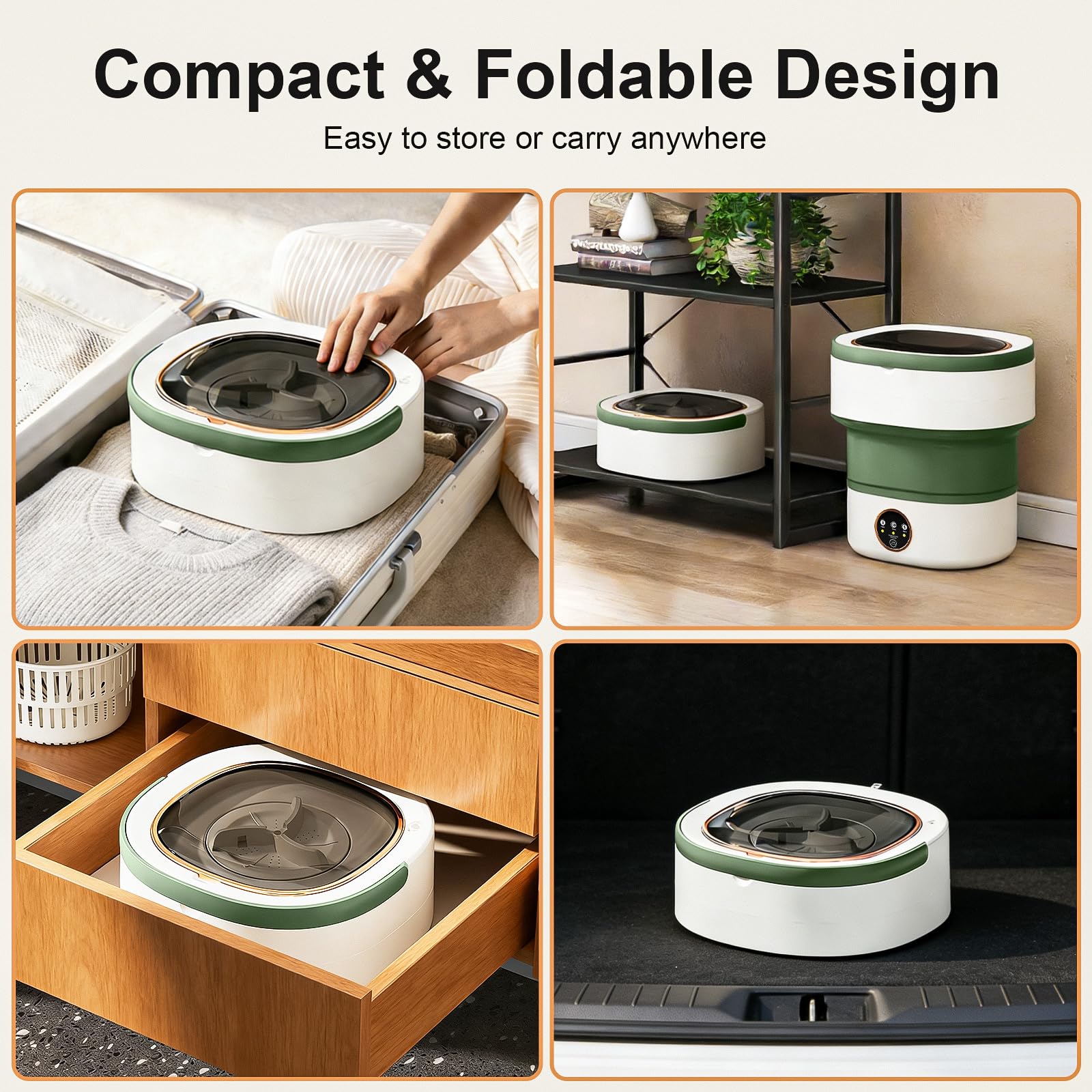 Portable Washing Machine - 20L Mini Foldable Washer with Spin Basket, 3 Cleaning Modes & Deep Cleaning for Small Clothes, Collapsible Laundry for Apartment, Home, Hotel and Travel (Gray)
