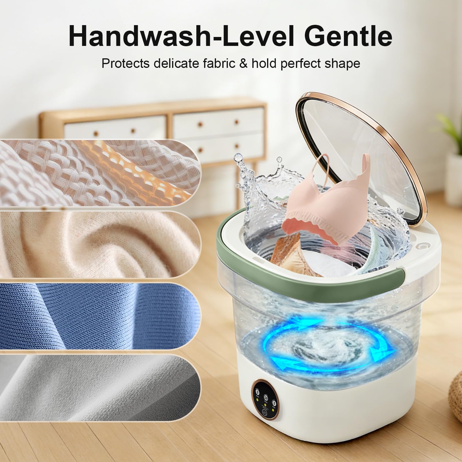 Portable Washing Machine - 20L Mini Foldable Washer with Spin Basket, 3 Cleaning Modes & Deep Cleaning for Small Clothes, Collapsible Laundry for Apartment, Home, Hotel and Travel (Gray)