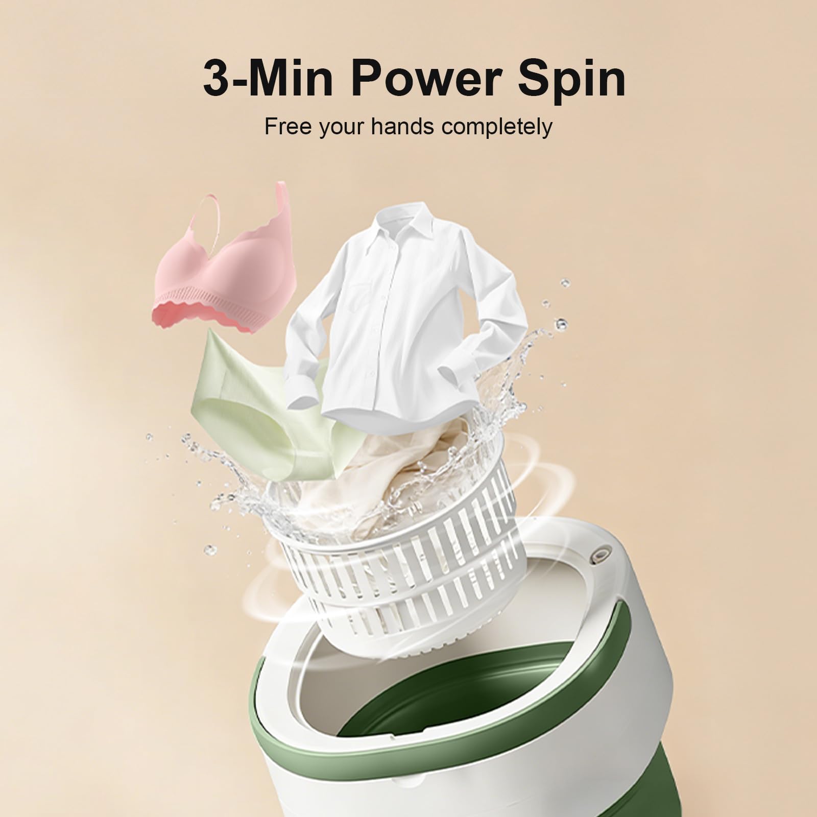 Portable Washing Machine - 20L Mini Foldable Washer with Spin Basket, 3 Cleaning Modes & Deep Cleaning for Small Clothes, Collapsible Laundry for Apartment, Home, Hotel and Travel (Gray)