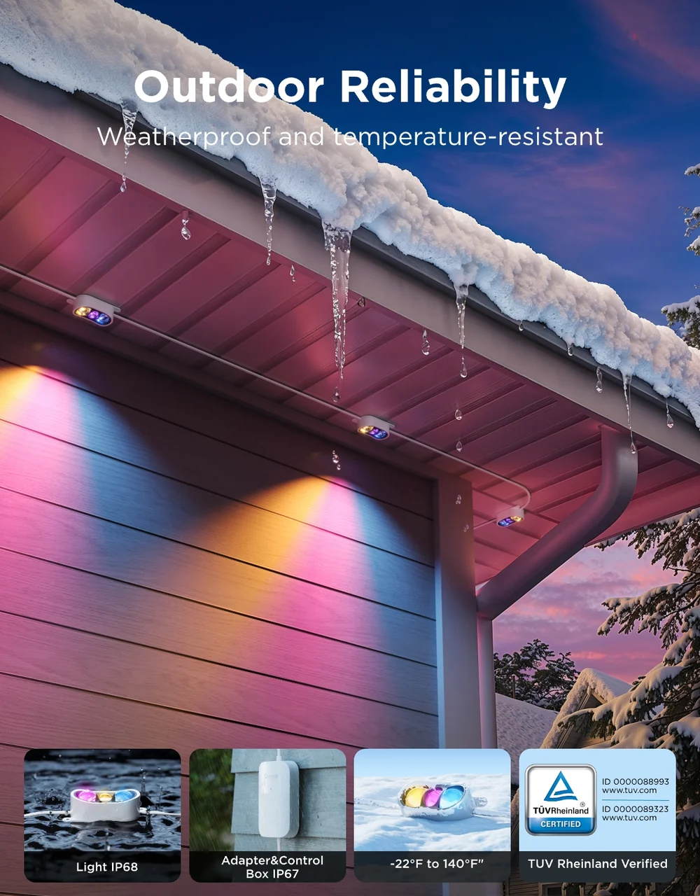 🔥LAST DAY 60% OFF - Govee Prism Permanent Outdoor Lights — Triple-Color Roofline Magic
