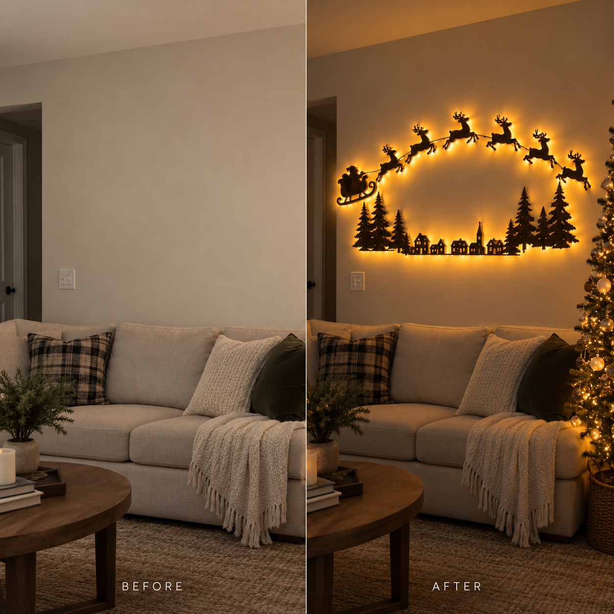 🔥LAST DAY 60% OFF - AntlerGlow Wooden Christmas Wall Worlds — Choose Your Perfect Scene