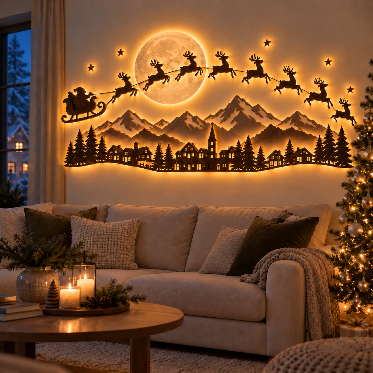 🔥LAST DAY 60% OFF - AntlerGlow Wooden Christmas Wall Worlds — Choose Your Perfect Scene