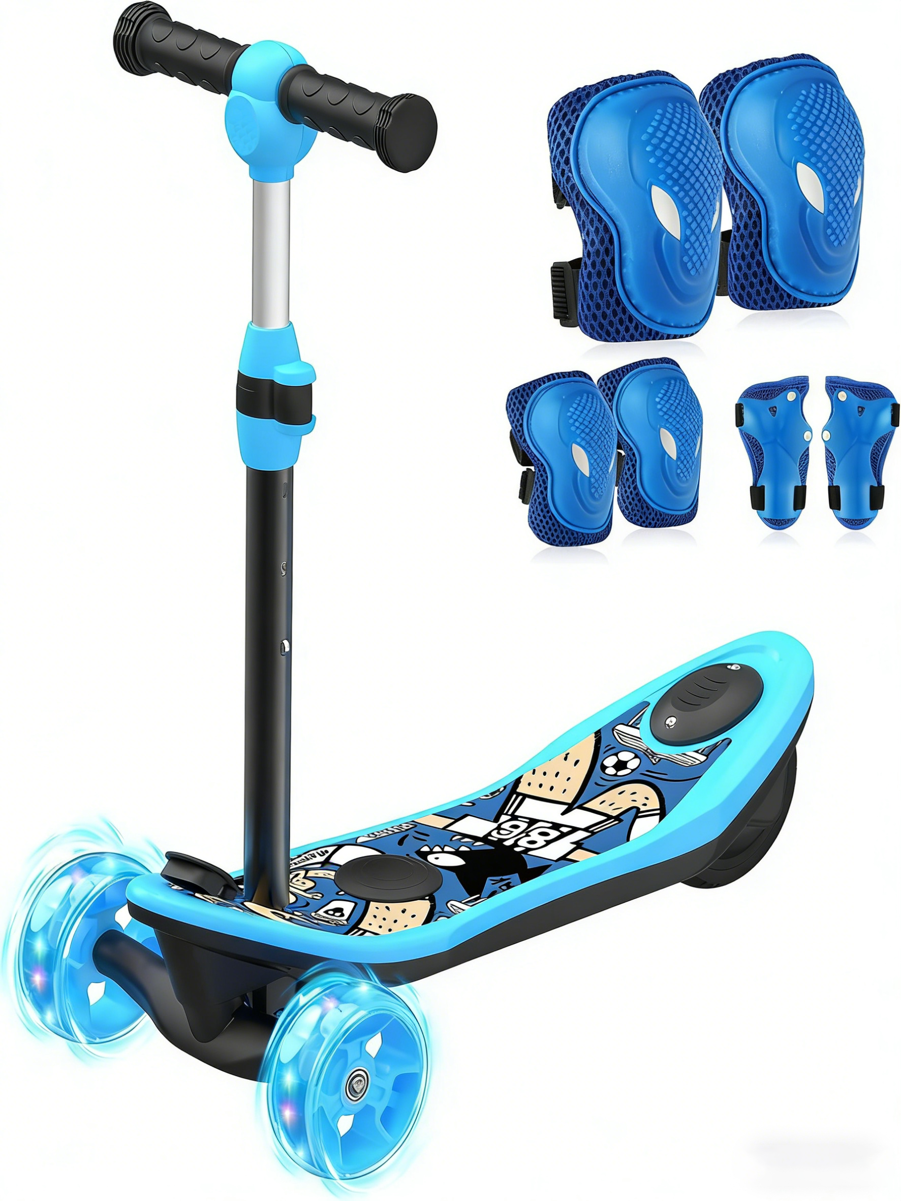2-in-1 3-Wheel Electric Scooter for Kids (3–12 Years) – Stable, Safe & Fun Ride with LED Wheels | 15 km Range | Up to 50 kg