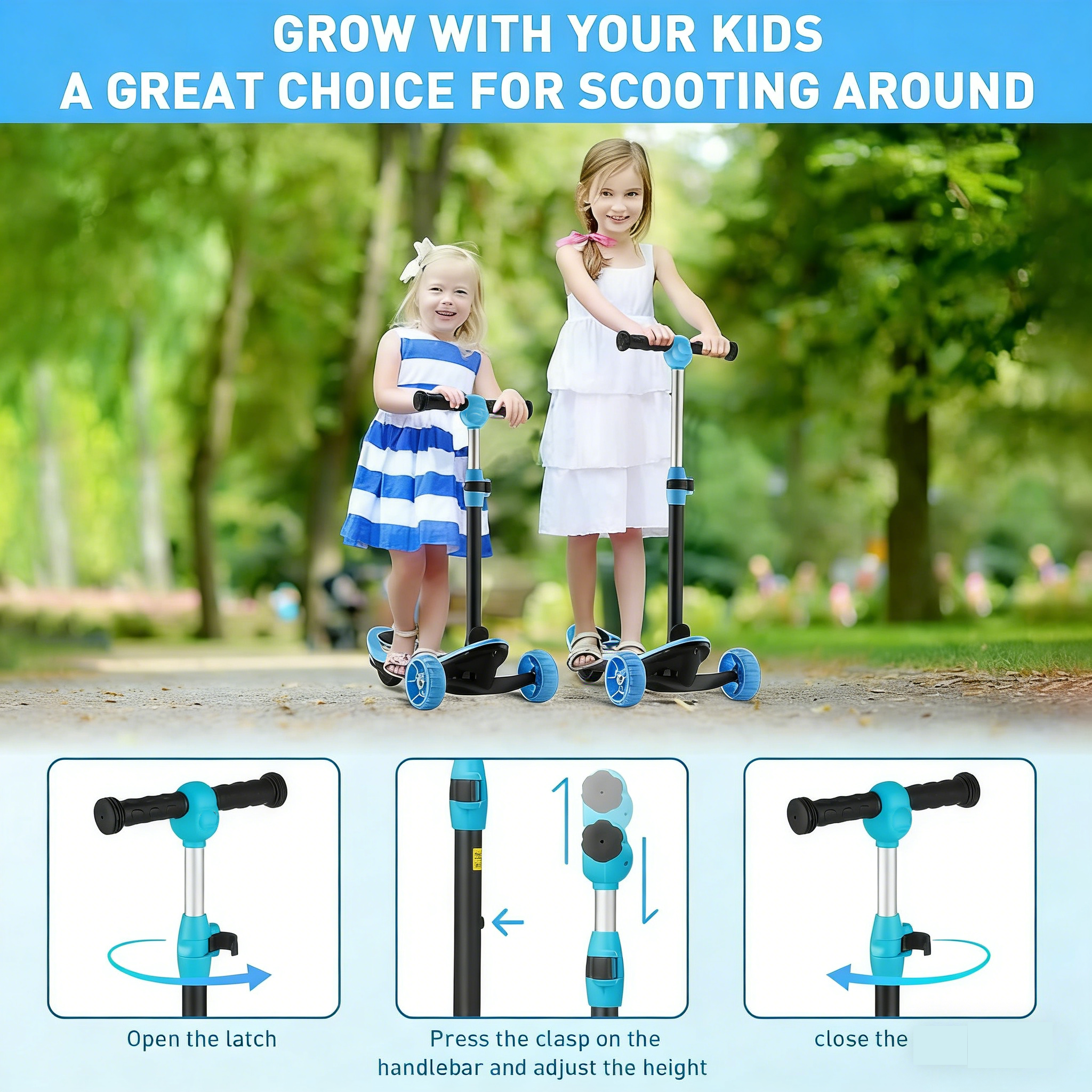 2-in-1 3-Wheel Electric Scooter for Kids (3–12 Years) – Stable, Safe & Fun Ride with LED Wheels | 15 km Range | Up to 50 kg