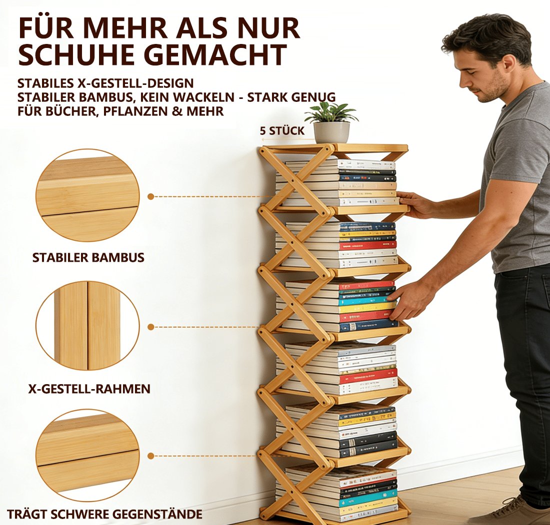 Free shipping ✈️ Assembly-free bamboo storage shelf! 🌿👟