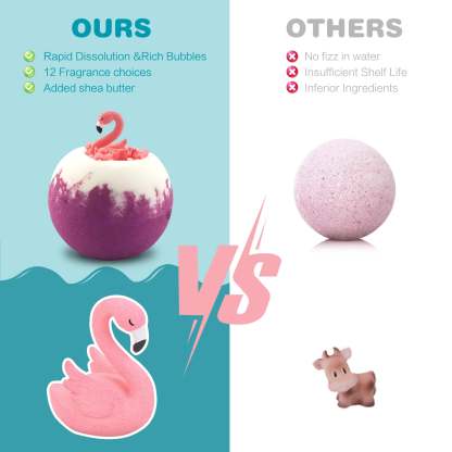 6 Pcs Handmade Safe Bath Bombs with Surprise Toys Inside