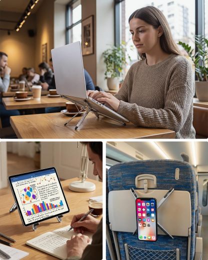 Portable Foldable Adjustable Computer Riser with Magnetic Phone Holder