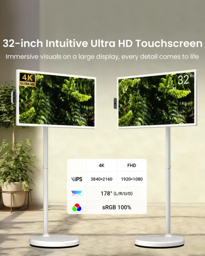 Next-Gen 32” Portable Smart TV on Wheels – Take Your Screen Anywhere