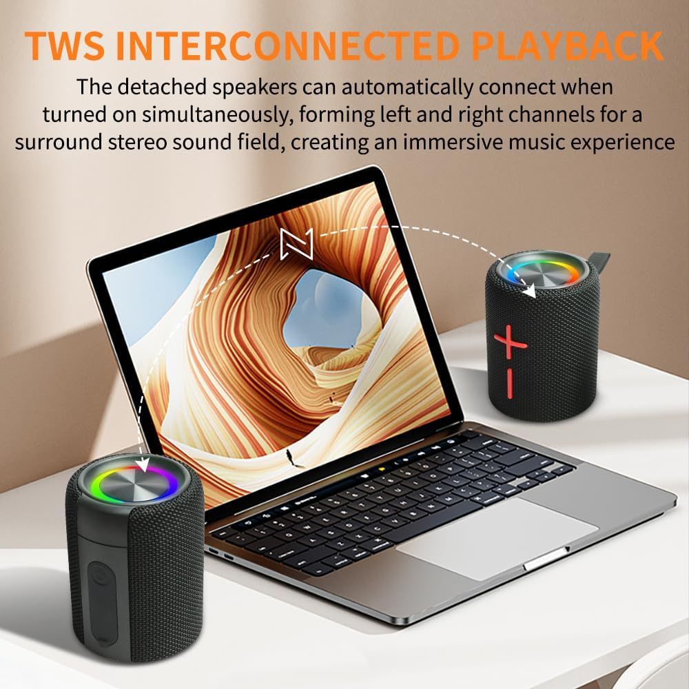 2 in 1 Magnetic Dual Splittable Bluetooth Speaker, IPX6 Waterproof Split Portable Wireless Speaker with 20W Loud Stereo Sound, Bluetooth V5.3, 24H Playtime, Multiple pairing for Home,Outdoor or Travel