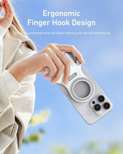 Fun Shot Magnetic Phone Camera Grip With C03 Magnetic Selfie Light (Silver) Bundle Kit