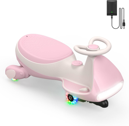N7 Pro Electric Wiggle Car with Pedal, Rechargeable Battery, CyberWiggle, 2 in 1 Swing Car, 2 Speeds Max 4 Mph, Anti-Rollover, Flashing Wheels, Bluetooth, Ages 3+, 150 Lbs, Blue