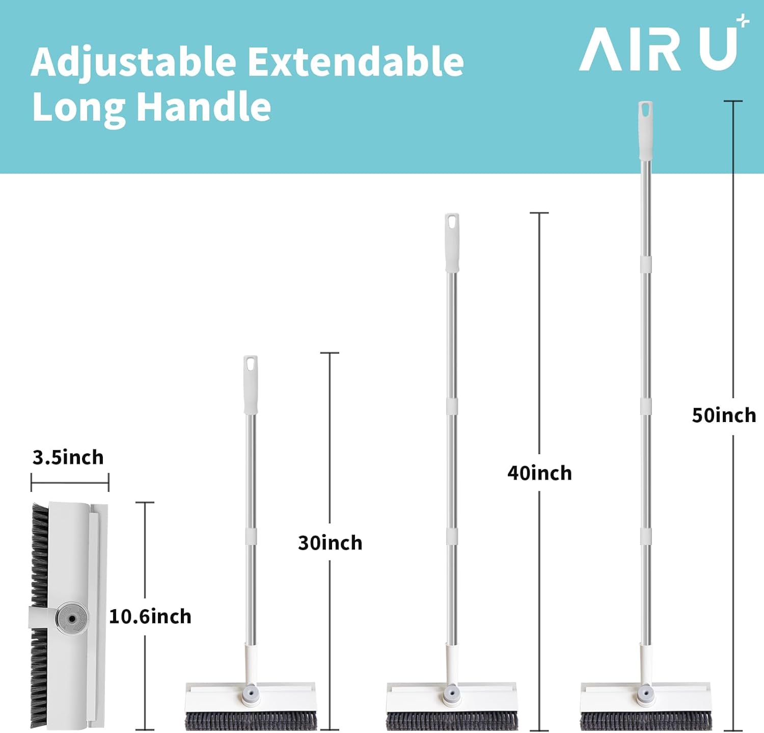 Floor Scrub Brush with Long Handle, 3 in 1 Scrape and Heavy-Duty Stiff Bristle Scrubber Brush