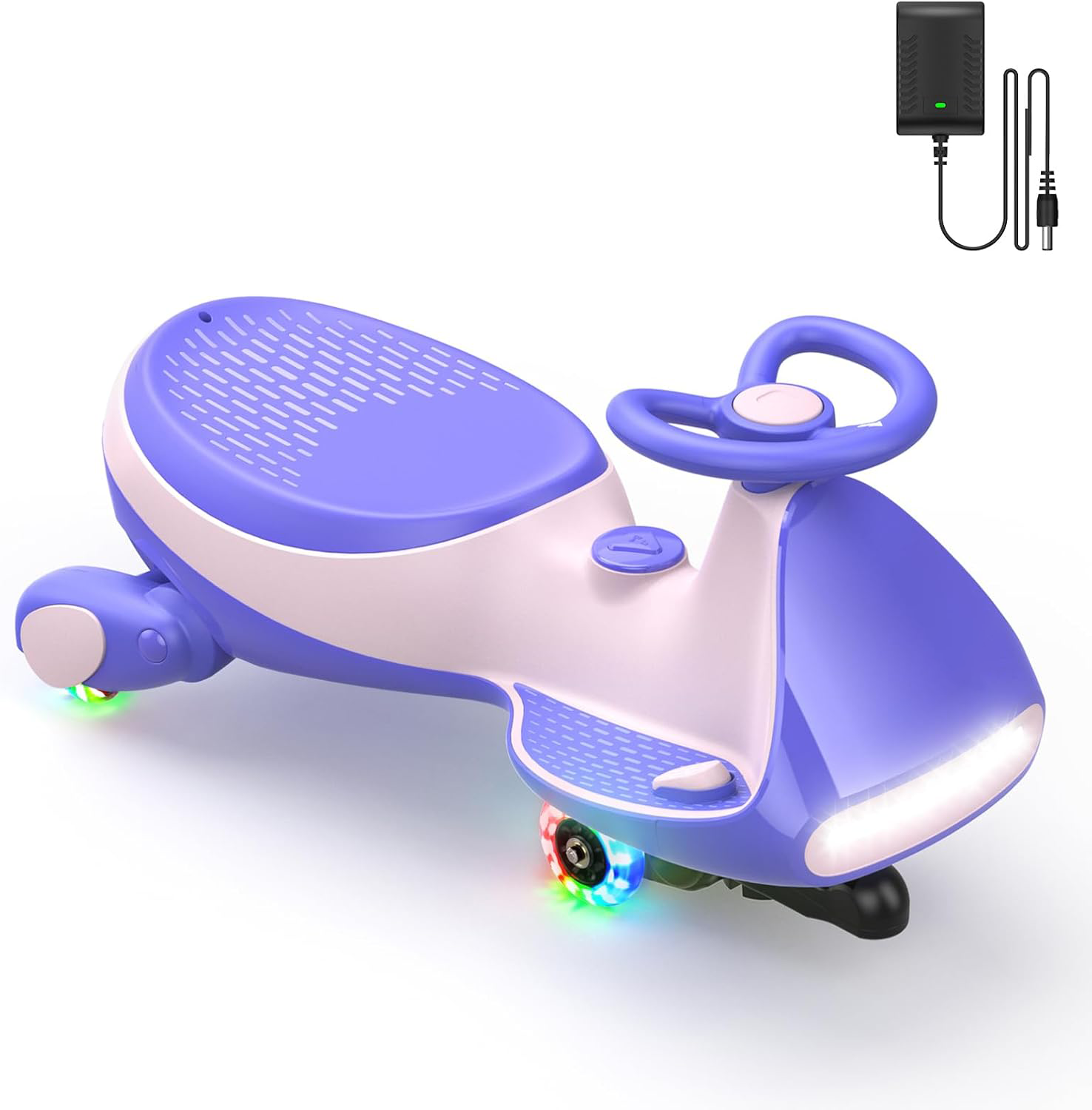 N7 Pro Electric Wiggle Car with Pedal, Rechargeable Battery, CyberWiggle, 2 in 1 Swing Car, 2 Speeds Max 4 Mph, Anti-Rollover, Flashing Wheels, Bluetooth, Ages 3+, 150 Lbs, Blue