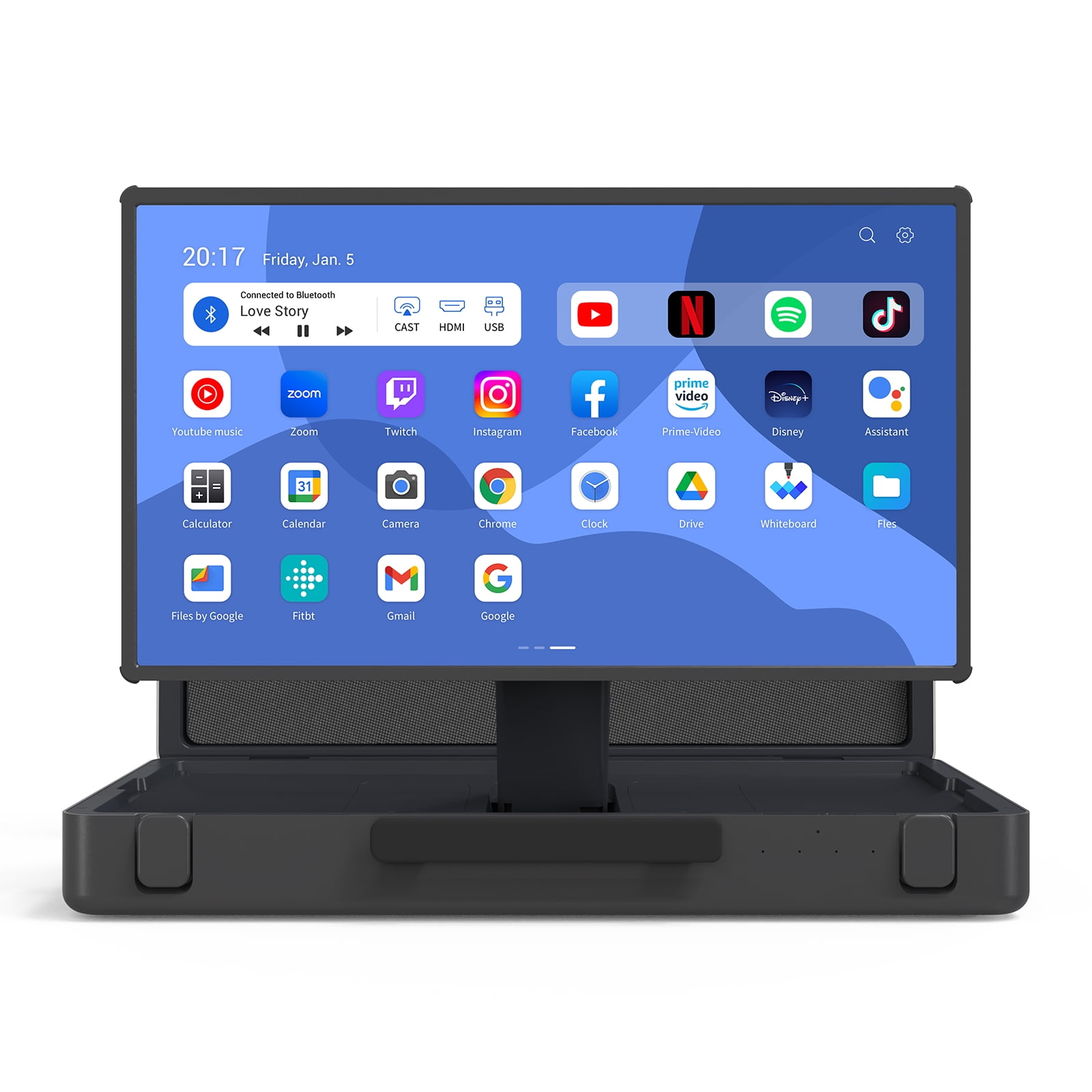 PackGo 27" Smart Portable Touchscreen TV, 1080P Full HD with Built-in 6H Battery, Versatile 90° Rotation Screen & Briefcase Style Design, White