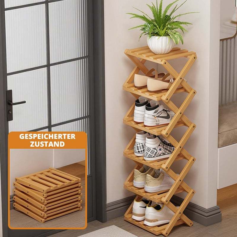 Free shipping ✈️ Assembly-free bamboo storage shelf! 🌿👟