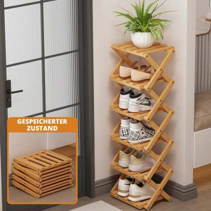 Free shipping ✈️ Assembly-free bamboo storage shelf! 🌿👟
